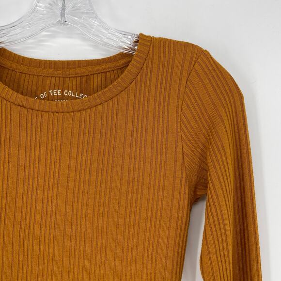 Aeropostale Mustard Yellow Ribbed Shrunken Tee Small - Picture 4 of 6